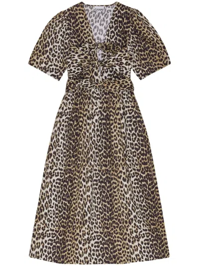 Ganni Women Leopard-print Midi Dress In Animal Print