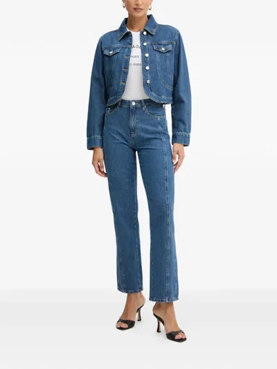 Karl Lagerfeld Five-pocket Logo-patch Jeans In Blue