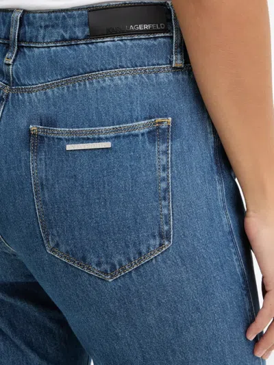 Karl Lagerfeld Five-pocket Logo-patch Jeans In Blue