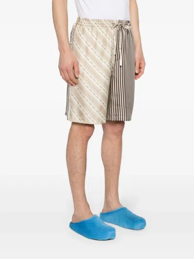 Loewe Anagram-motif Silk Shorts In Neutral
