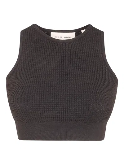 Essentials Waffle-knit Top In Black
