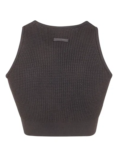 Essentials Waffle-knit Top In Black