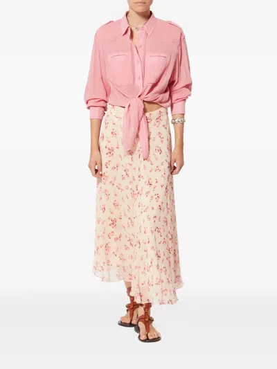 Isabel Marant Étoile Lycia Floral-pattern Midi Skirt In Neutral