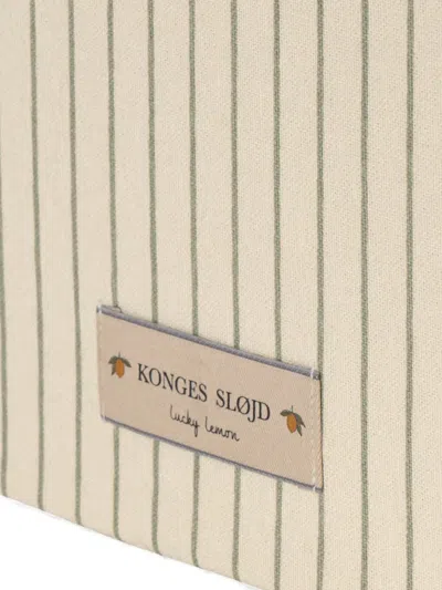 Konges Sløjd Lemon Appliqué Striped Storage Basket In Neutral