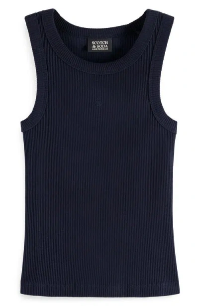 Scotch & Soda Kids' Cotton Rib Tank In Blue