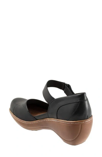 Softwalk ® Miri Ankle Strap Platform Wedge Clog In Black