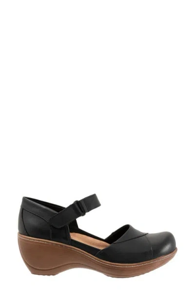 Softwalk ® Miri Ankle Strap Platform Wedge Clog In Black
