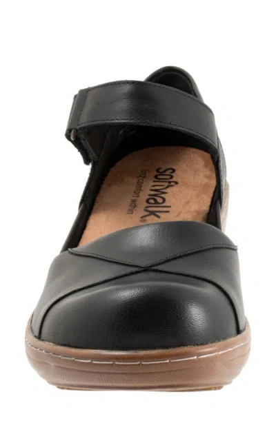 Softwalk ® Miri Ankle Strap Platform Wedge Clog In Black