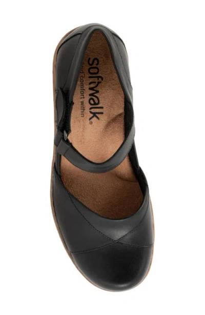 Softwalk ® Miri Ankle Strap Platform Wedge Clog In Black