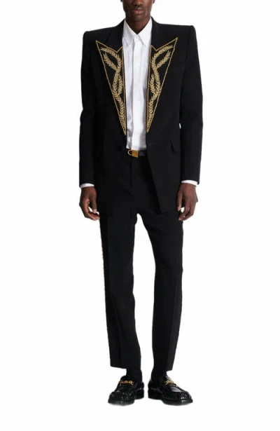 Balmain 1-button Jacket With Embroidered Collar In Black