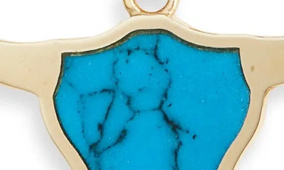 Established Mini Steer Inlay Pendant Necklace In Blue