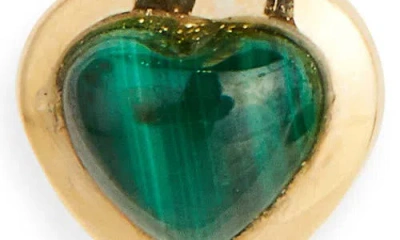 Established Stone Heart Huggie Drop Earrings In Gold