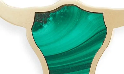 Established Mini Steer Inlay Pendant Necklace In Green