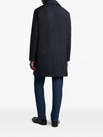 Etro Patterned-jacquard Coat In Blue
