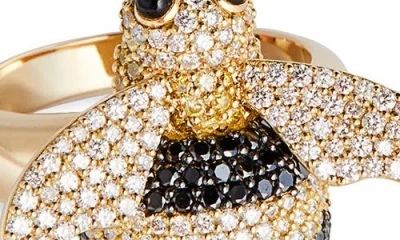 Grace Winfrey Honey Bee Diamond Pavé Ring In Multi