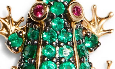 Grace Winfrey Emerald Frog Stud Earrings In Multi