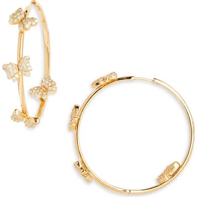 Grace Winfrey Butterfly Garden Pavé Diamond Hoop Earrings In Gold