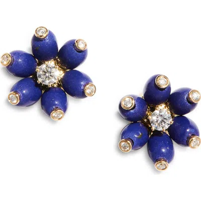 Grace Winfrey Cactus Diamond Flower Stud Earrings In Purple