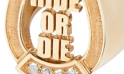 Established Ride Or Die Horseshoe Ring In Gold