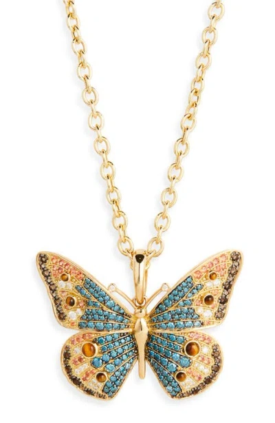 Grace Winfrey Buckeye Butterfly Pendant Necklace In Gold