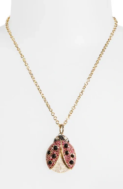 Grace Winfrey Ruby & Diamond Ladybug Pendant Necklace In Multi