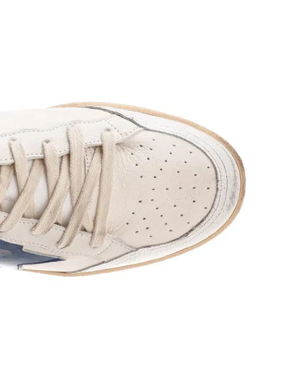 Golden Goose Ballstar White Low Top Sneakers With Star Patch On The Side And Maxi Lettering On The Rear In Leathe
