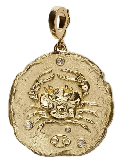 Azlee 18kt Yellow Gold Of The Stars Cancer Pendant Necklace In Gold