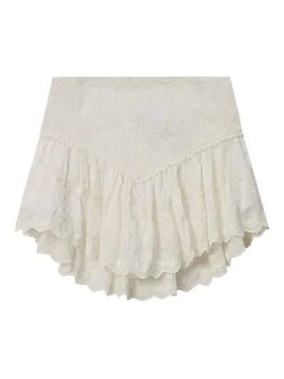 Isabel Marant X Zoelia Embroidered Ruffled Shorts In Neutral