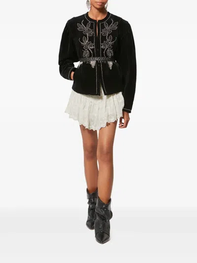 Isabel Marant X Zoelia Embroidered Ruffled Shorts In Neutral