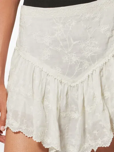 Isabel Marant X Zoelia Embroidered Ruffled Shorts In Neutral