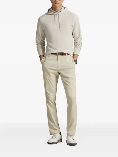 Polo Ralph Lauren Waffle-knit Drawstring Hoodie In Neutral