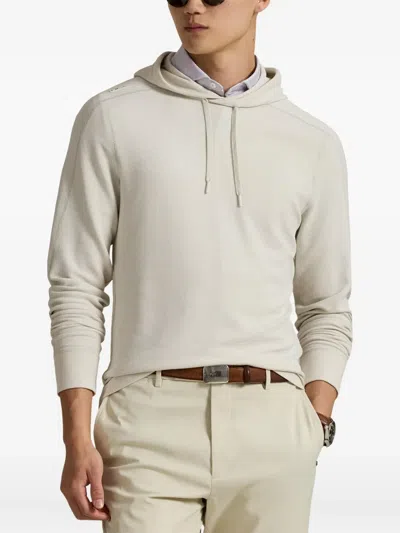 Polo Ralph Lauren Waffle-knit Drawstring Hoodie In Neutral