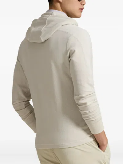 Polo Ralph Lauren Waffle-knit Drawstring Hoodie In Neutral