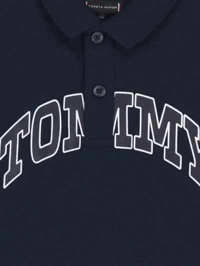 Tommy Hilfiger Junior Logo Cotton Polo Shirt In Blue