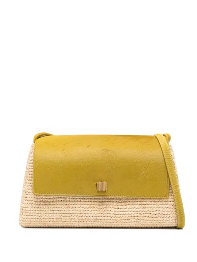 Khaite Audrey Raffia Cross Body Bag In Yellow