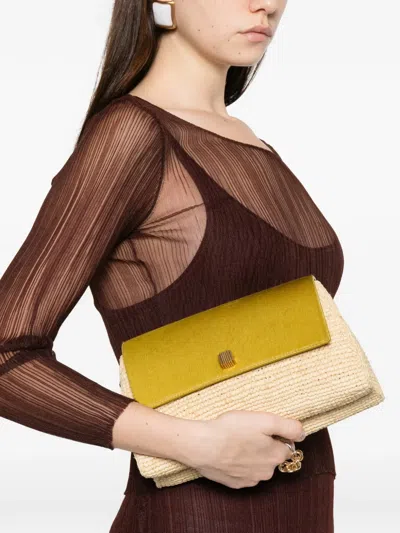 Khaite Audrey Raffia Cross Body Bag In Yellow