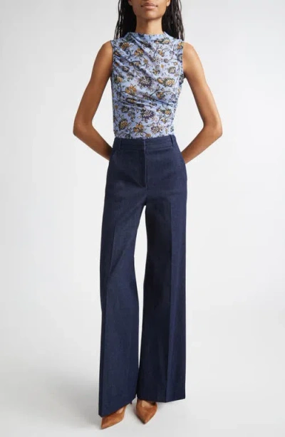 Veronica Beard Crue Wide Leg Jeans In Blue