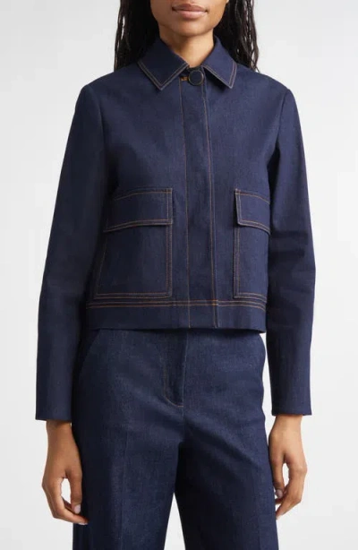 Veronica Beard Barrington Crystal-embellished Denim Jacket In Blue