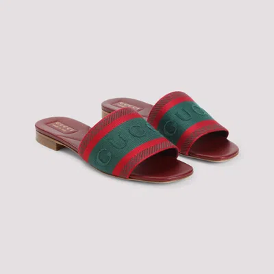 Gucci Open-toe Red Leather Sandals In Burgundy