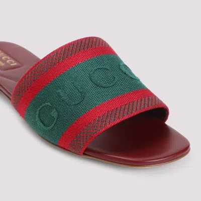 Gucci Open-toe Red Leather Sandals In Burgundy