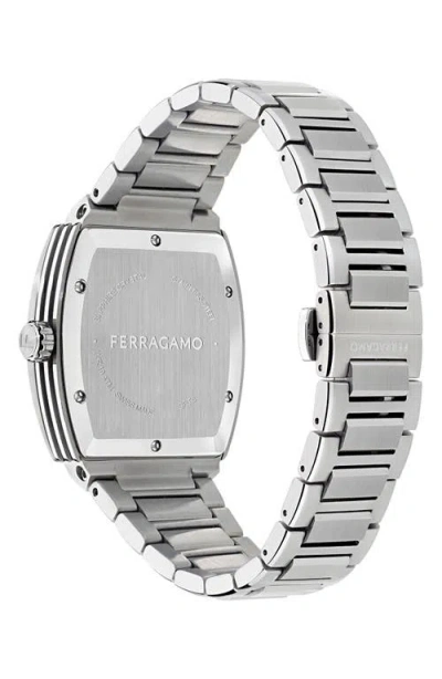 Ferragamo Stainless Steel Tonneau F-80 40mm In Metallic