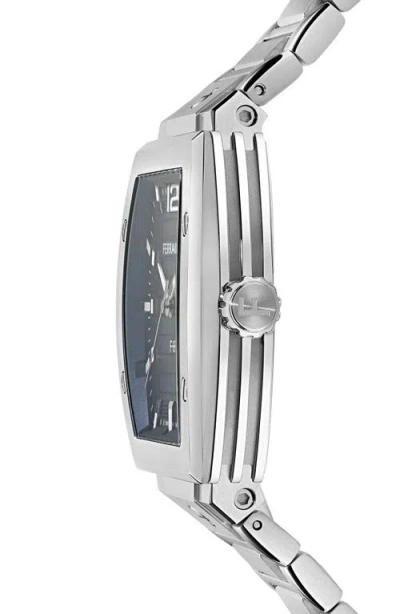 Ferragamo Stainless Steel Tonneau F-80 40mm In Metallic