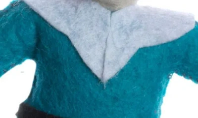 Silk Road Bazaar Handmade Elf & Candy Cane Felted Wool Ornament In Multi