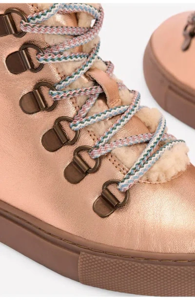 Boden Kids' Borg Lace Up Boots Bronze Unisex  In Brown