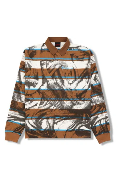 Pleasures Worms Graphic Rubgy Shirt In Multi