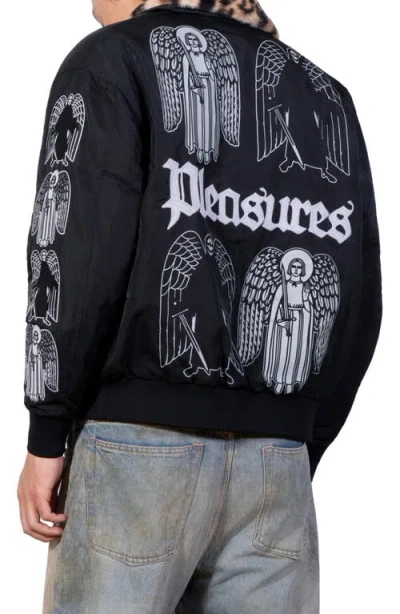 Pleasures Angel Demon Embroidered Graphic Flight Jacket In Animal Print