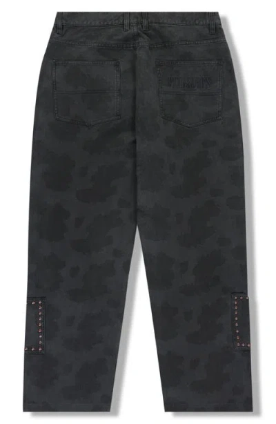 Pleasures Cowhide Print Stud Double Knee Pants In Black