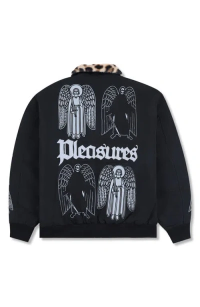 Pleasures Angel Demon Embroidered Graphic Flight Jacket In Animal Print