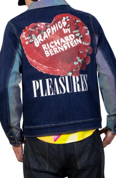 Pleasures X Richard Bernstein Cake Denim Zip Jacket In Blue