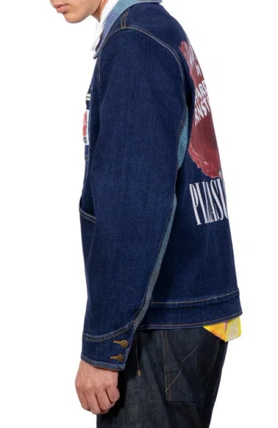 Pleasures X Richard Bernstein Cake Denim Zip Jacket In Blue